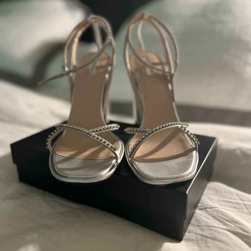 Dries Van Noten silver block heels size 40